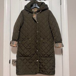 Burberry Roxby Quilted Hooded Long Jacket